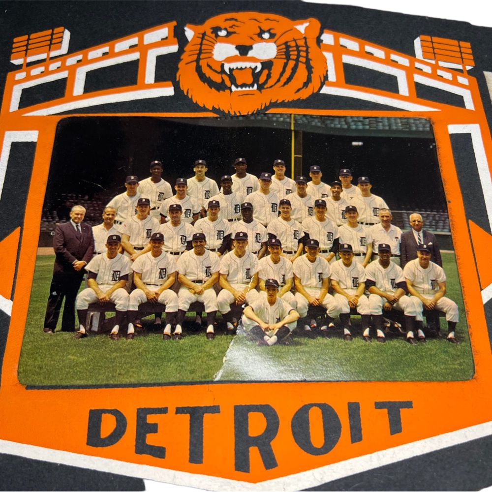 Vintage 1966 Detroit Tigers Team Photo Flag